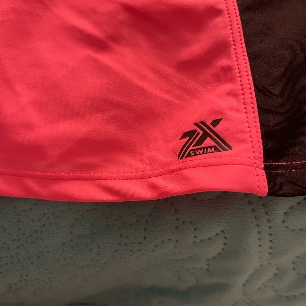 Girl's Zeroxposur Swim Skirt Coverup Size 14 1/2 Black Neon‎ Pink Teal waistband